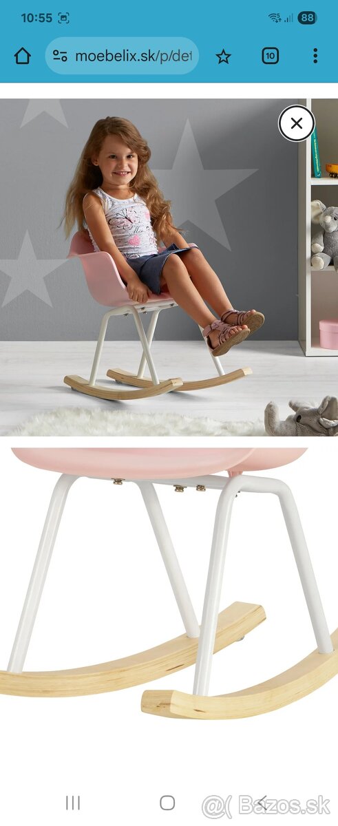 Detske ruzove hojdacie kreslo - 2