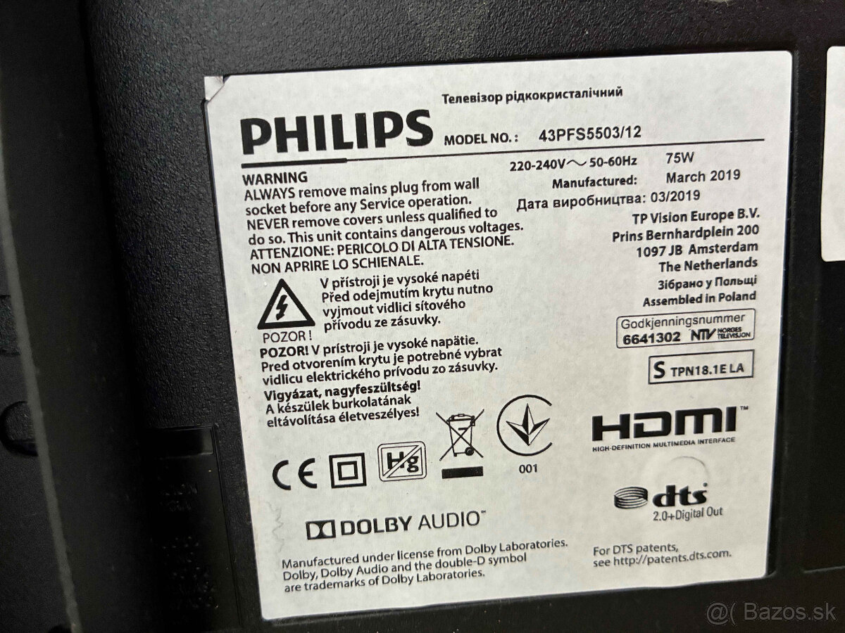 Predám 43” (108 cm) Philips LED TV - 2019 - 2