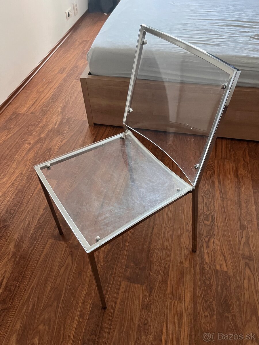 Skleneny stol - jedalensky 140x70cm + stolicky - 2