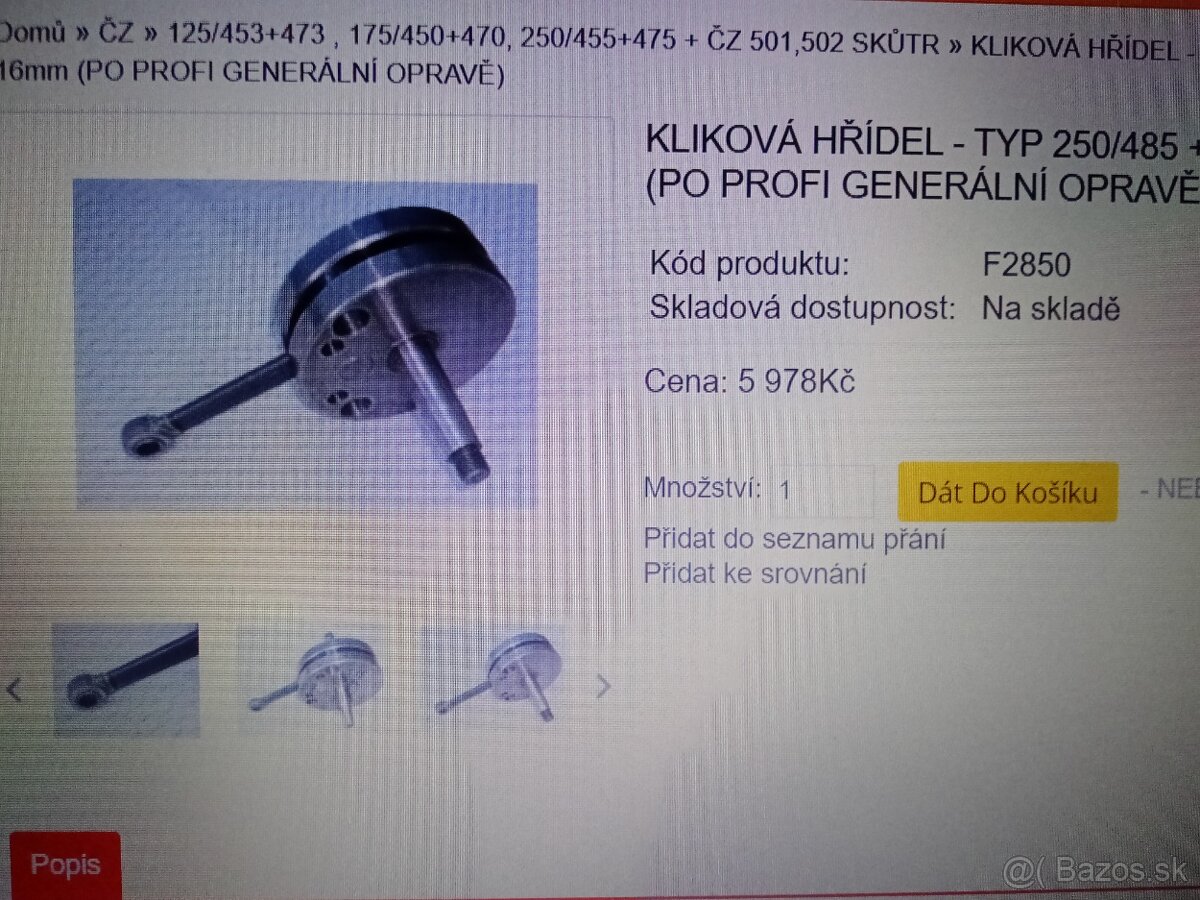 Kľukovica a hlava ČZ 250/455 - 2