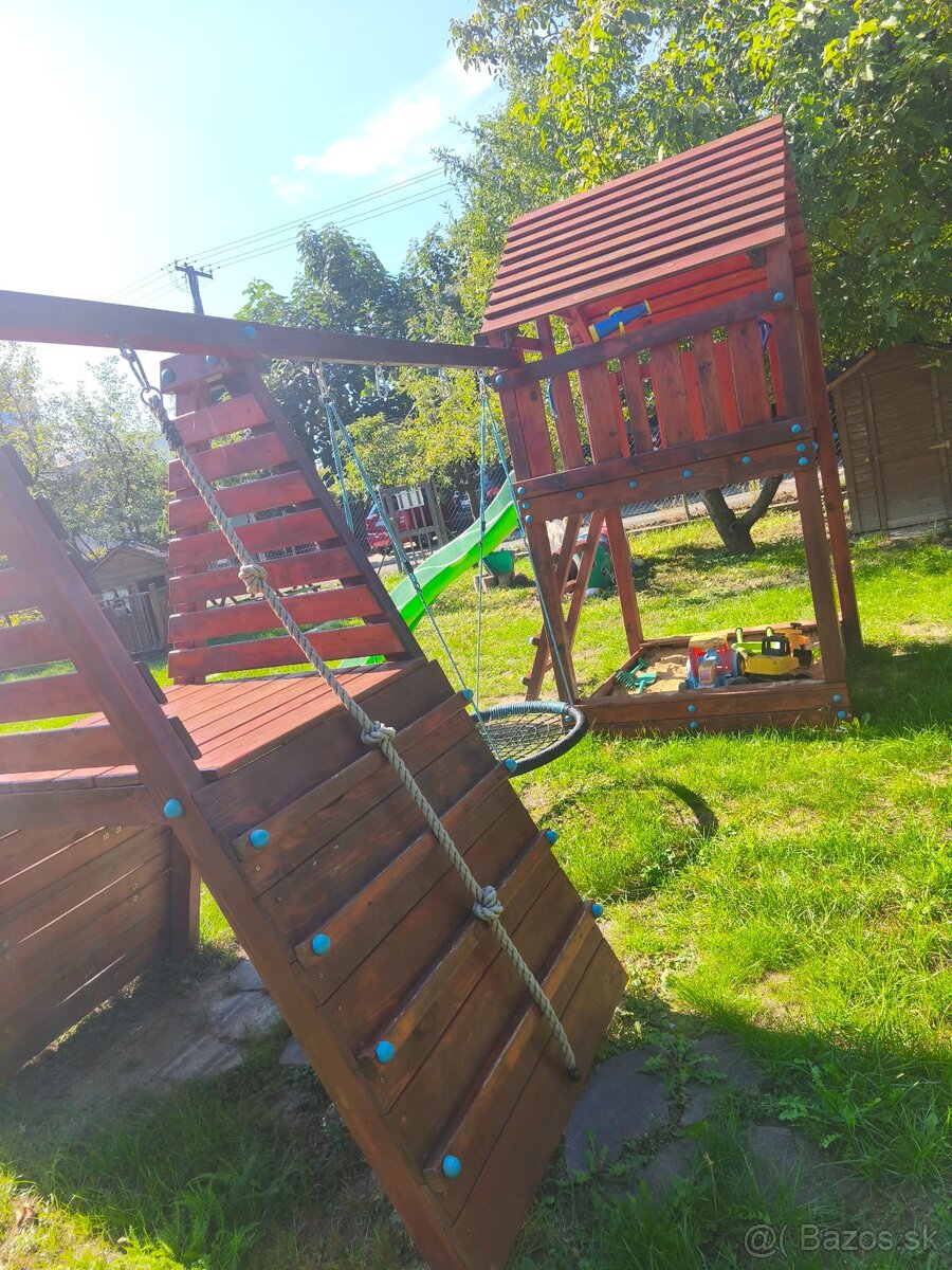 Veľké drevené detské ihrisko so šmýkačkou - 2