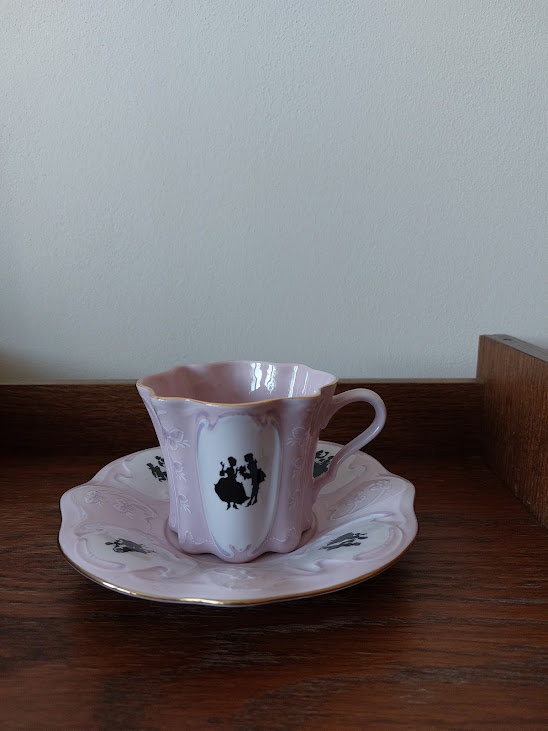 Ruzovy porcelam H&C - salka s podsalkou - 2