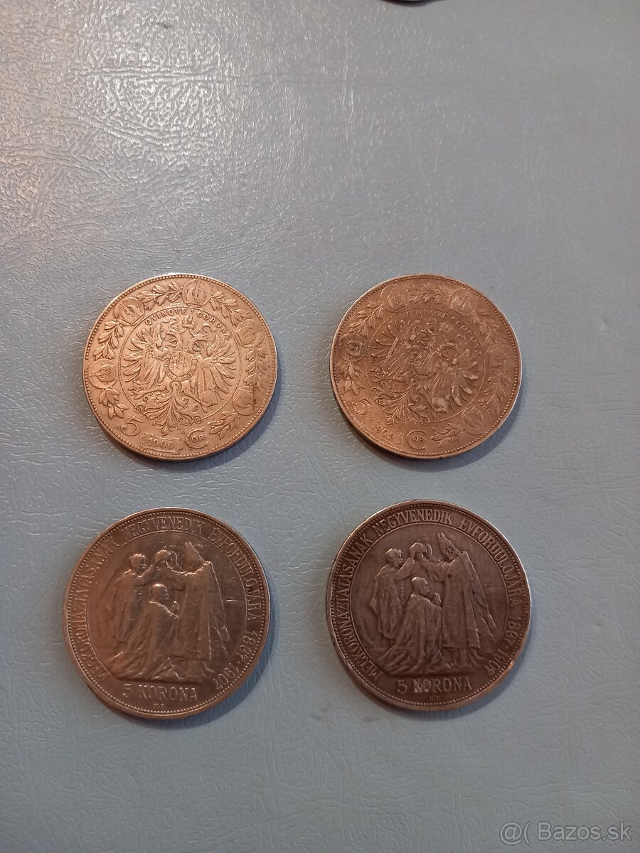 Predám RU strieborné 5 koruny aj korunovačnè a Leopolda I. - 2