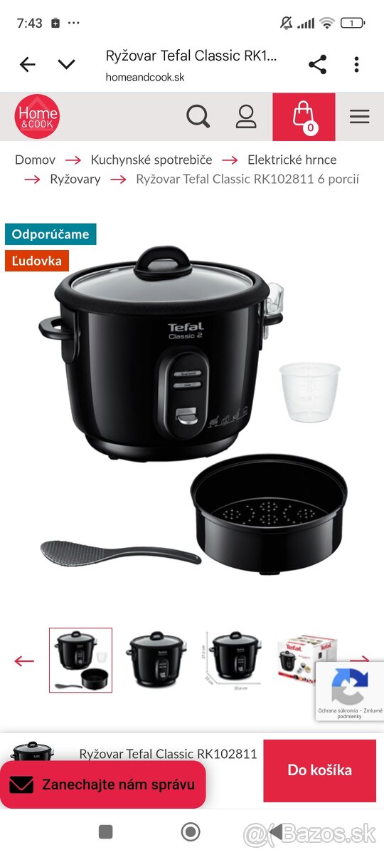 Ryžovar Tefal raz použitý - 2