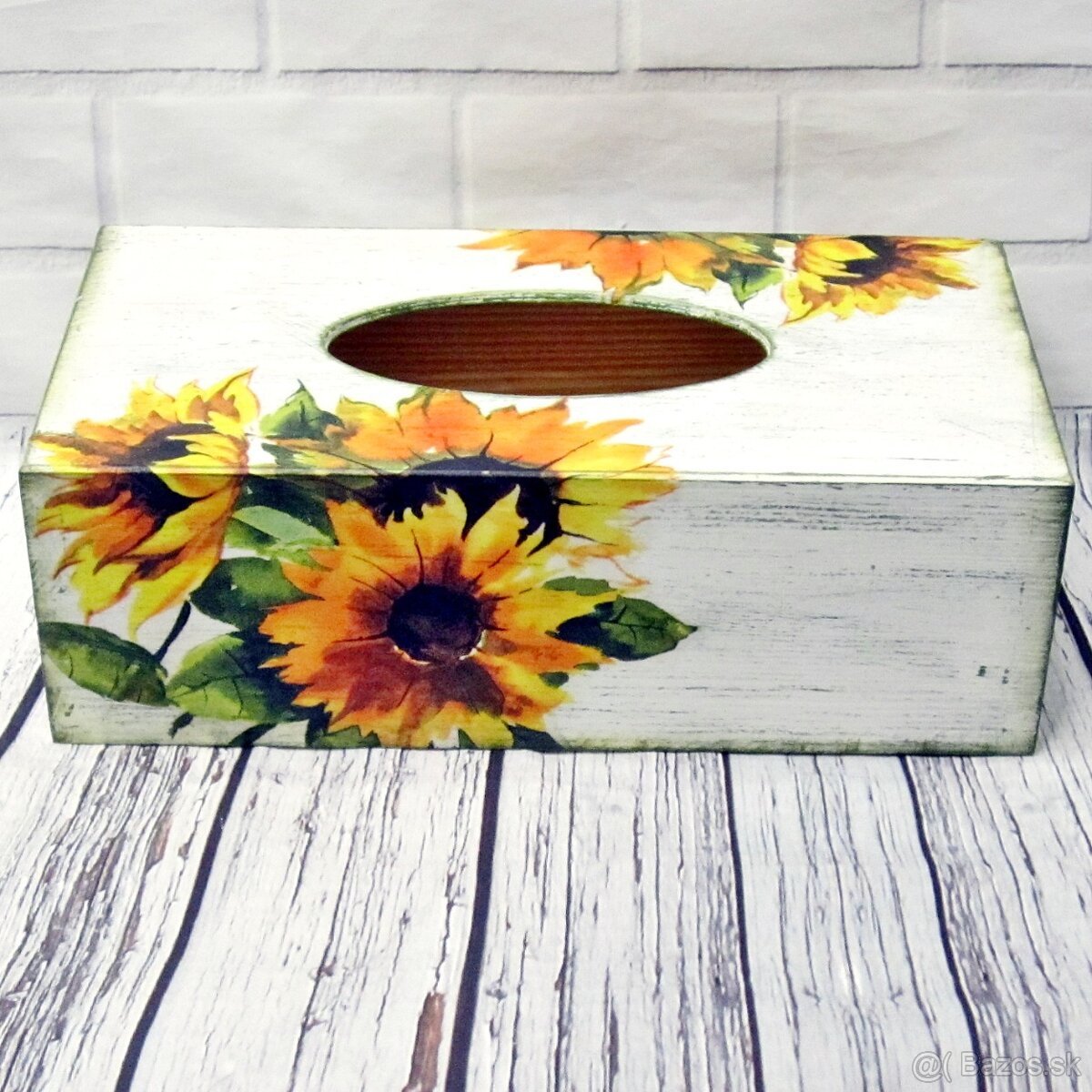 Drevený chlebník - slnečnice - 2