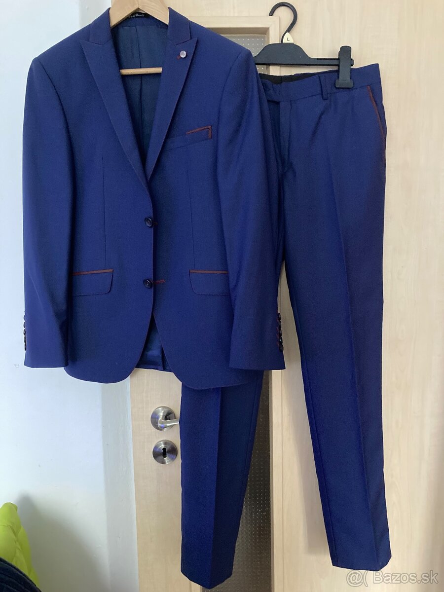 Nový pánsky slim oblek č.44+ košeľa zadarmo - 2