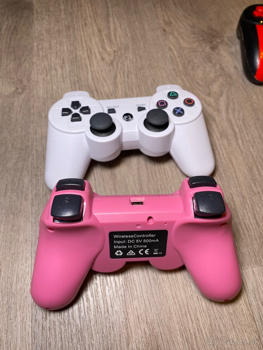 2× gamepad v štýle PS3 – ružový + biely - 2
