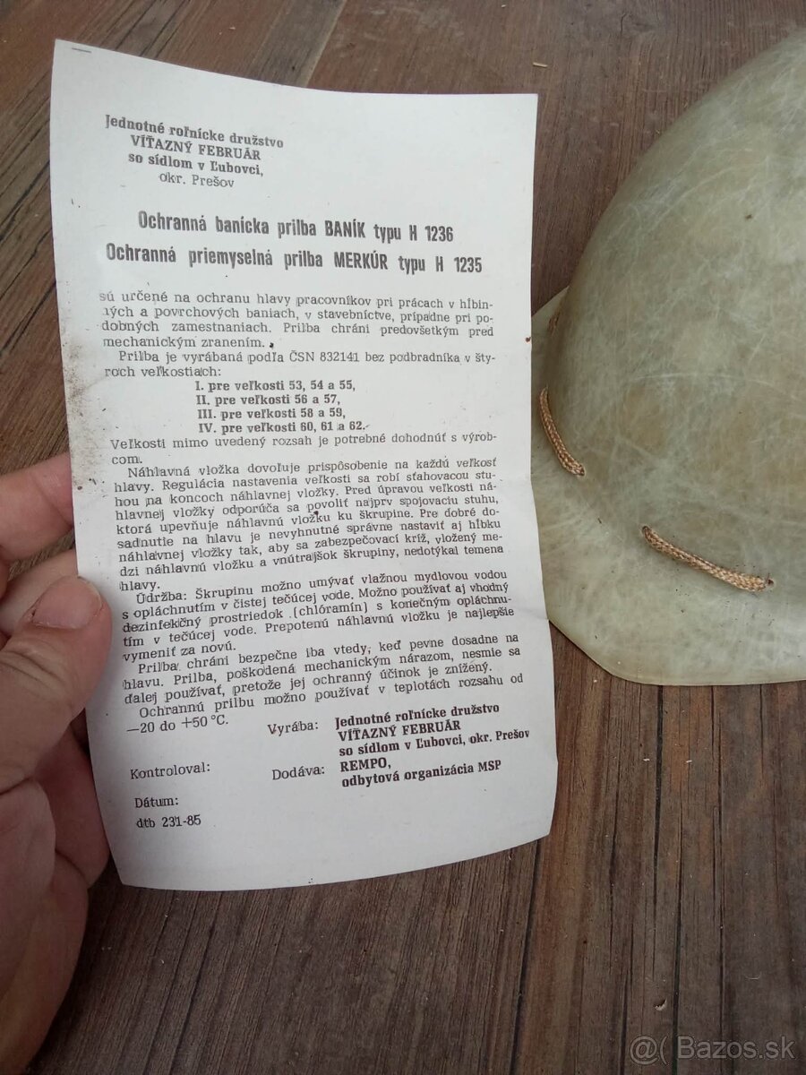 Banicka prilba typ Merkur - CSSR - 2