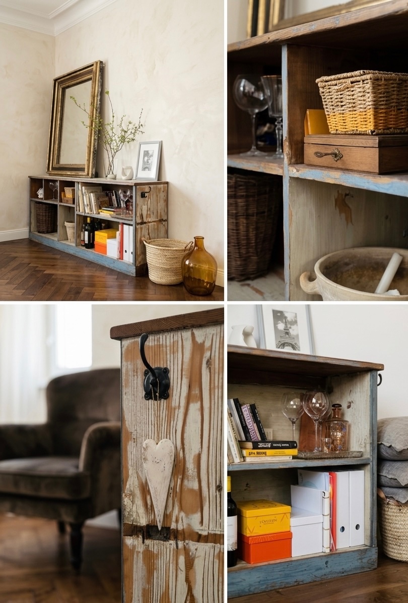 Starožitný drevený regál - 2