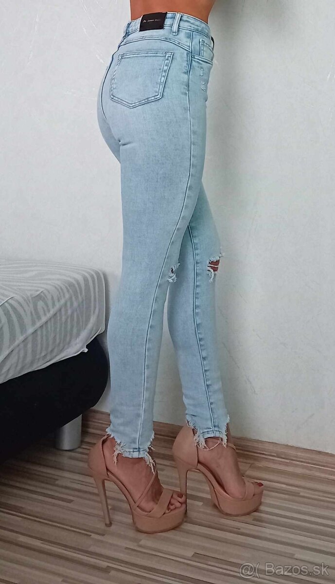 Nové dámske svetlomodré rifle, veľkosť XS - 2