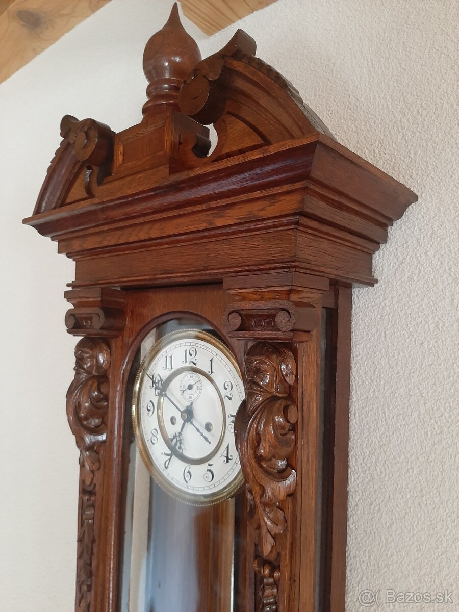 NÁDHERNÉ starožitné, dvojzávažové hodiny TH. - 2