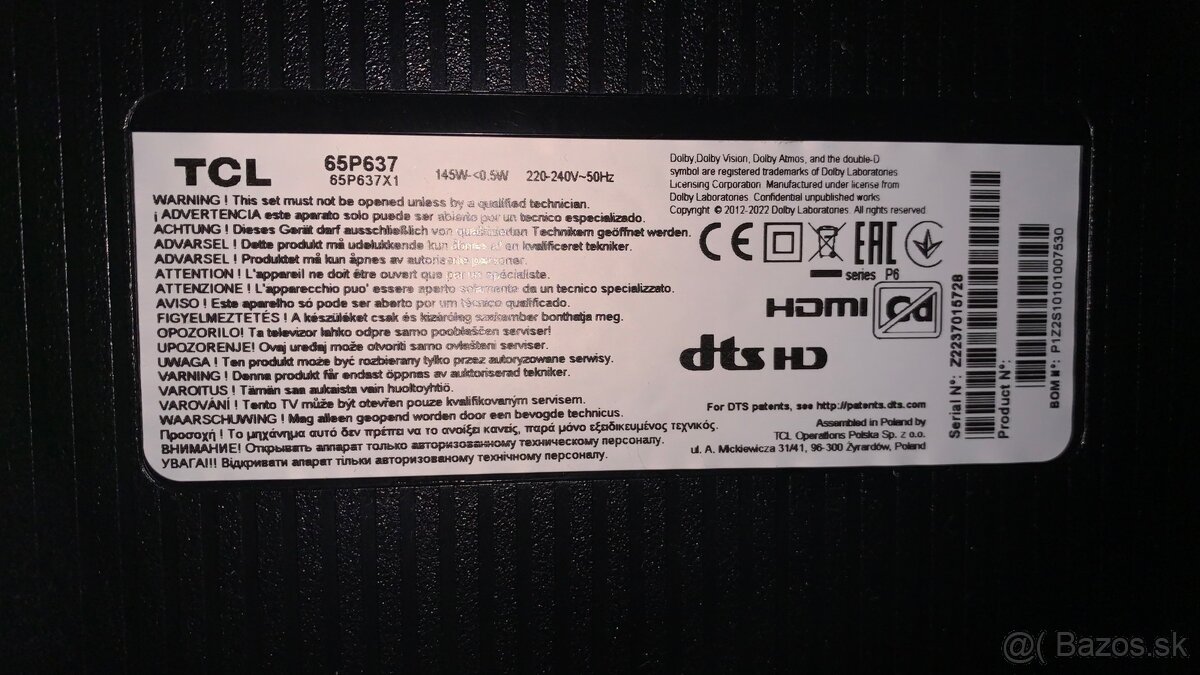 TCL 65” 163cm 4K - 2