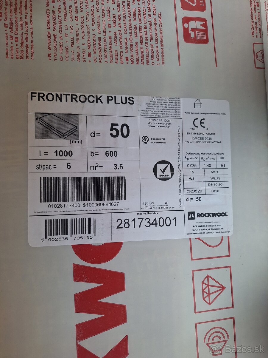 Minerálna vata, fasadna vata Rockwool 5cm - 2