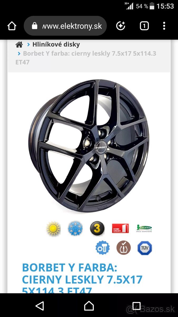 Disky BORBET + pneu PIRELLI - 2