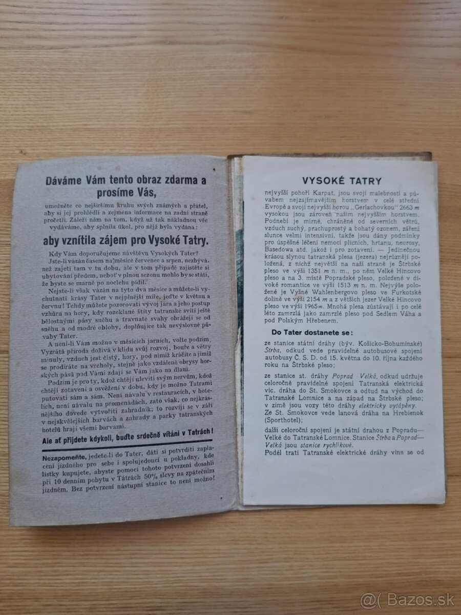 Vysoké Tatry turistický sprievodca 1930 - 2