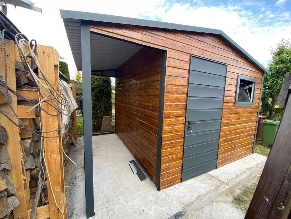 ZÁHRADNÝ DOMČEK 3×4+1x4m | Zlatý dub - 2