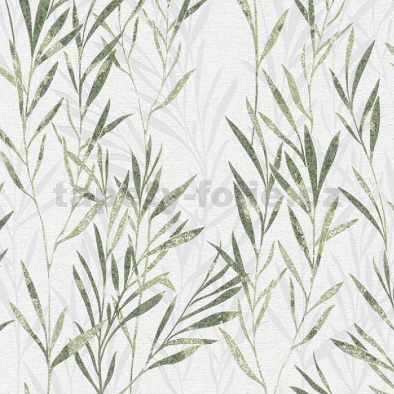 Tapeta Flavour popívané listy zeleno strieborné - 2