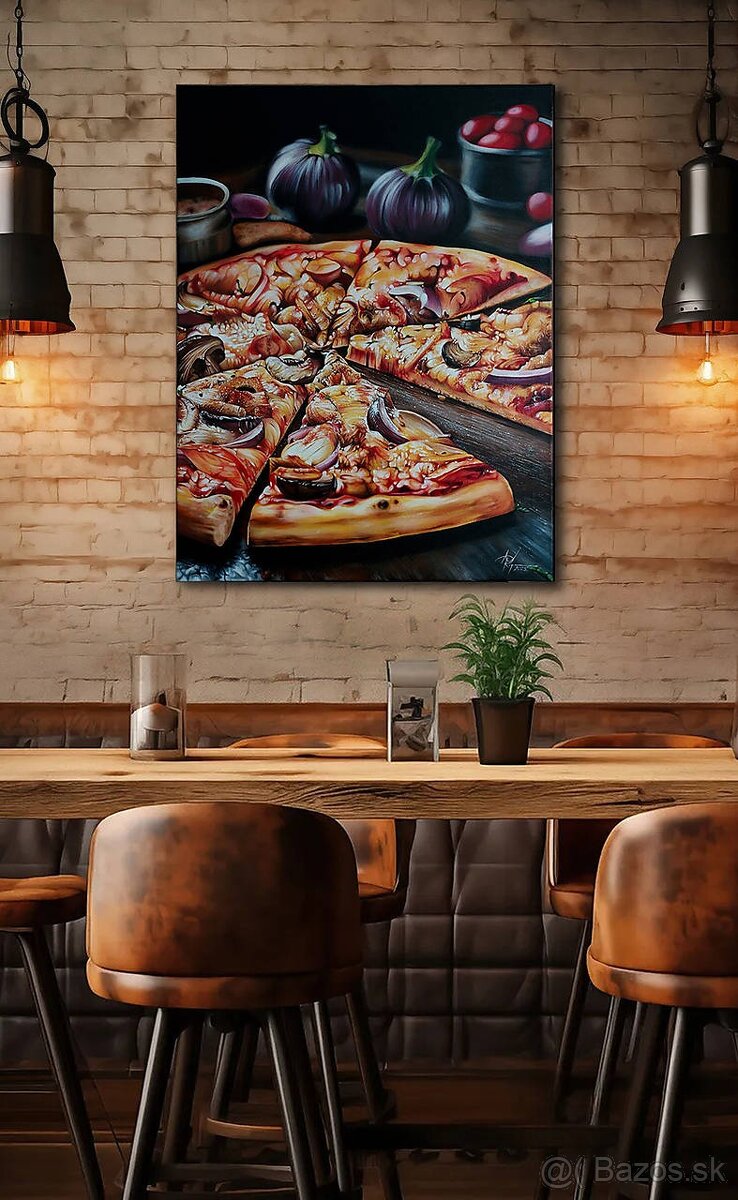 Realistická maľba akrylom na plátne PIZZA - 2
