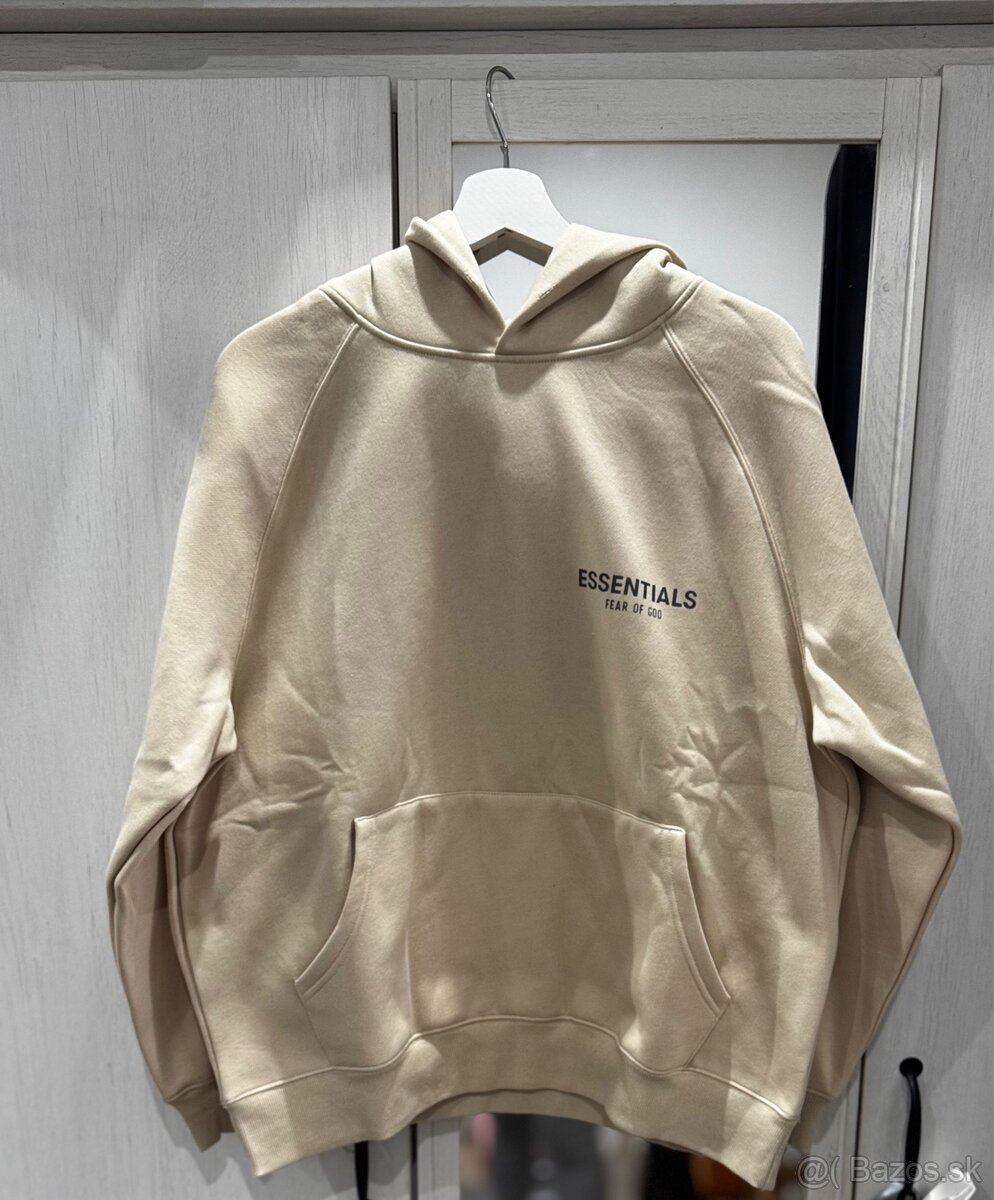 Fear of God Essentials mikina s kapucňou – béžová - 2