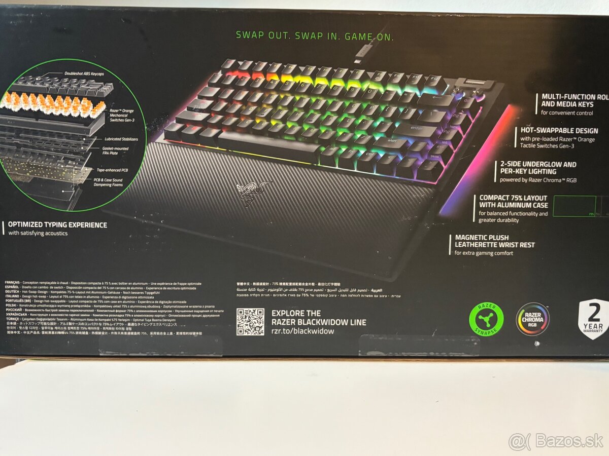 Razer Blackwidow V4 75 (BW V4), nová - 2