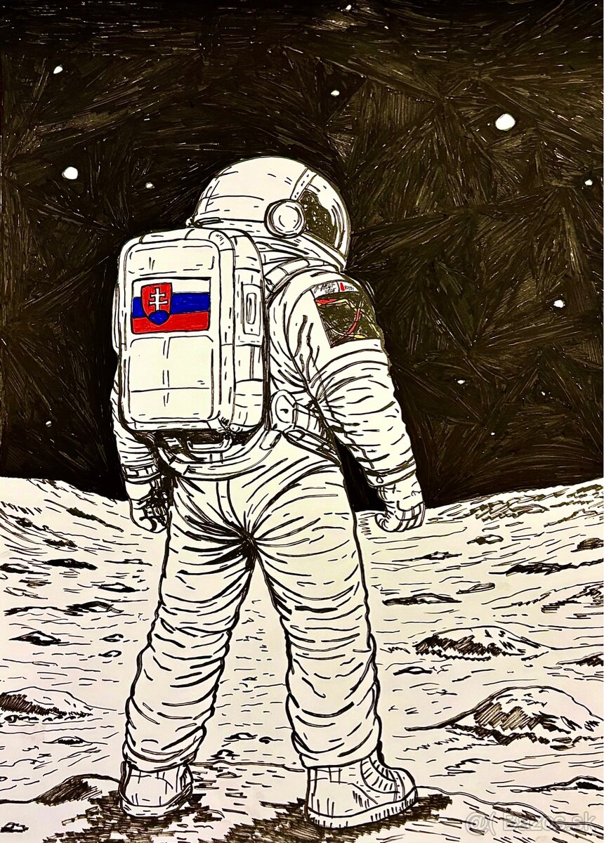 Maľovaný obraz kozmonauta - 2