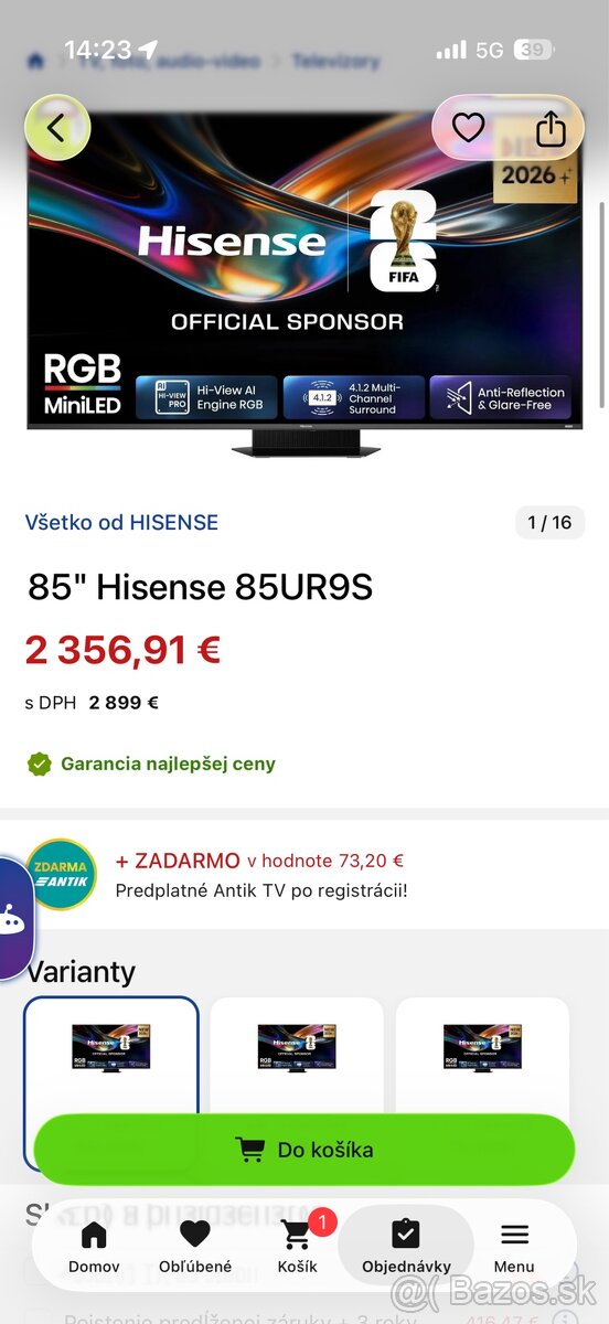 Hisense 85UR9S 85” RGB MiniLED - 2