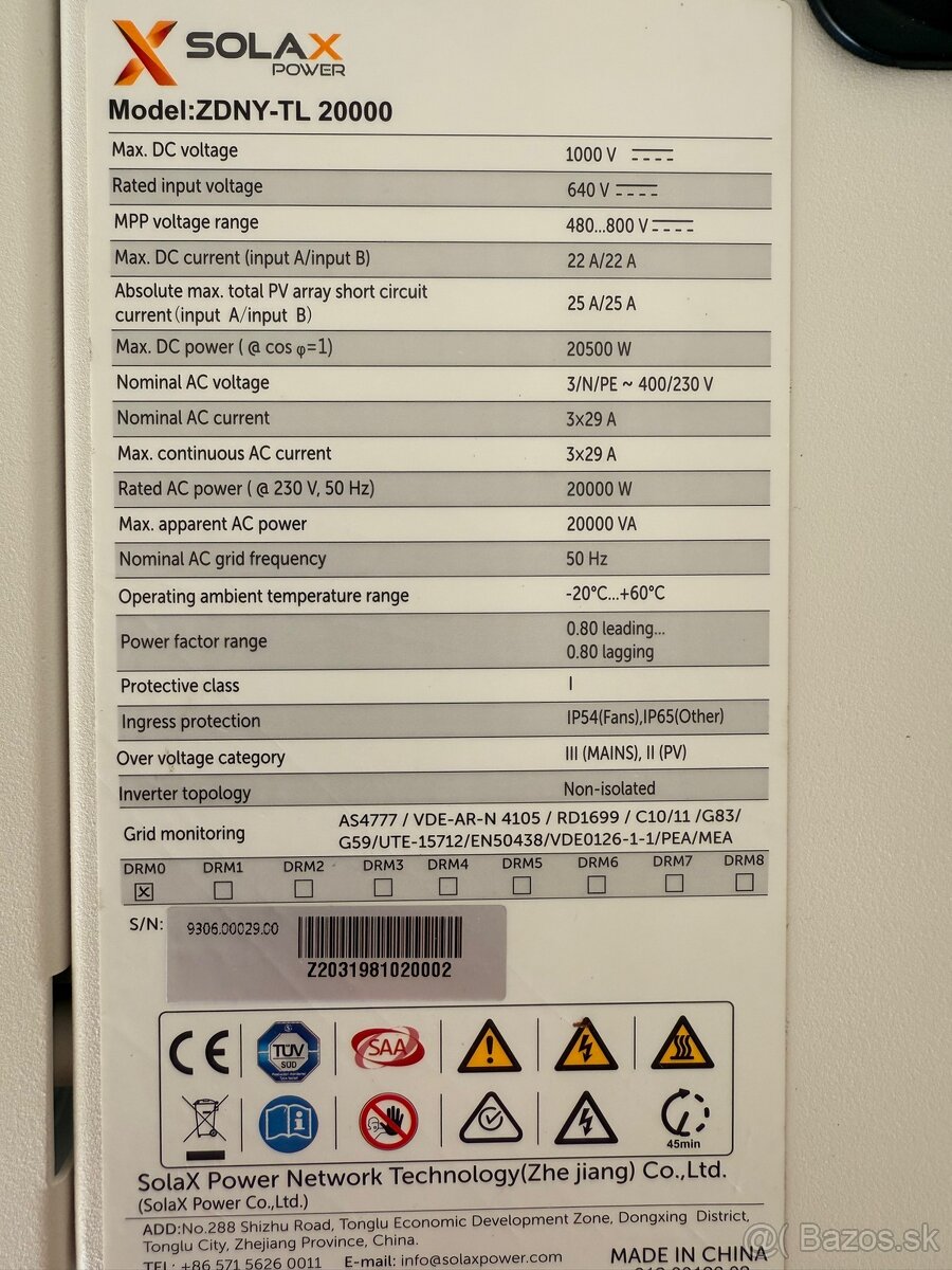 Solax sietovy menic X3 ZDNY-TL-20000 - 2