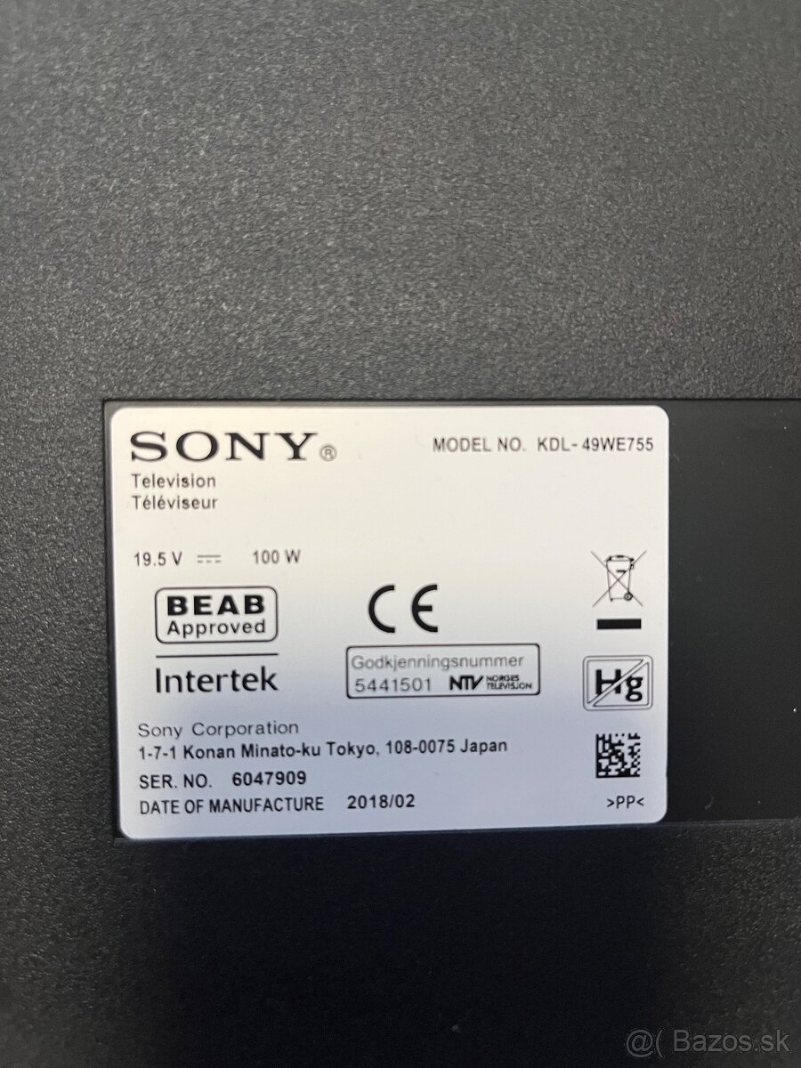Predám televízor SONY KDL 49WE755 - 2