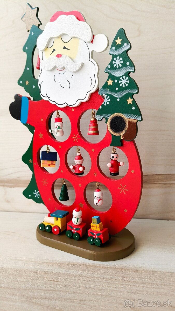 Vianočná drevená dekorácia Santa Claus Mikuláš - 2