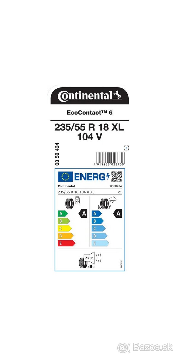 Nové 4ks Continental EcoContact 6 235/55 R18 XL 104 V - 2