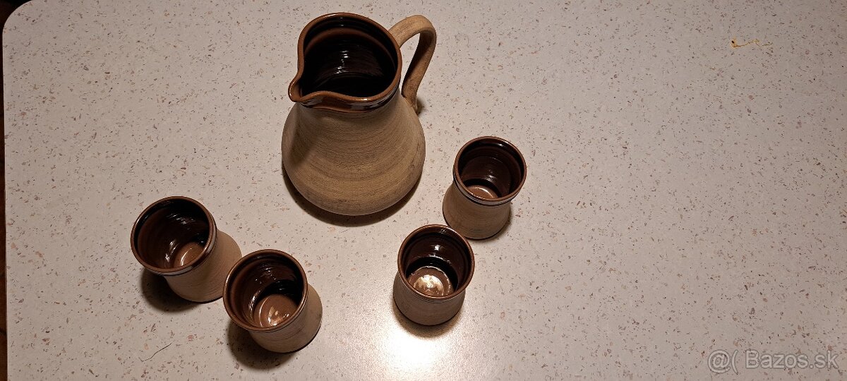 Keramický džbán so 4 pohármi - 2