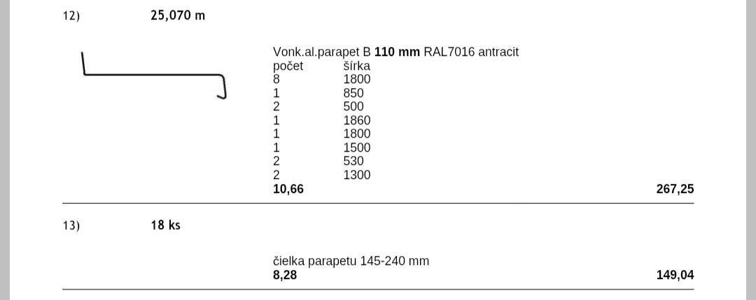 Parapety vonkajsie - 2