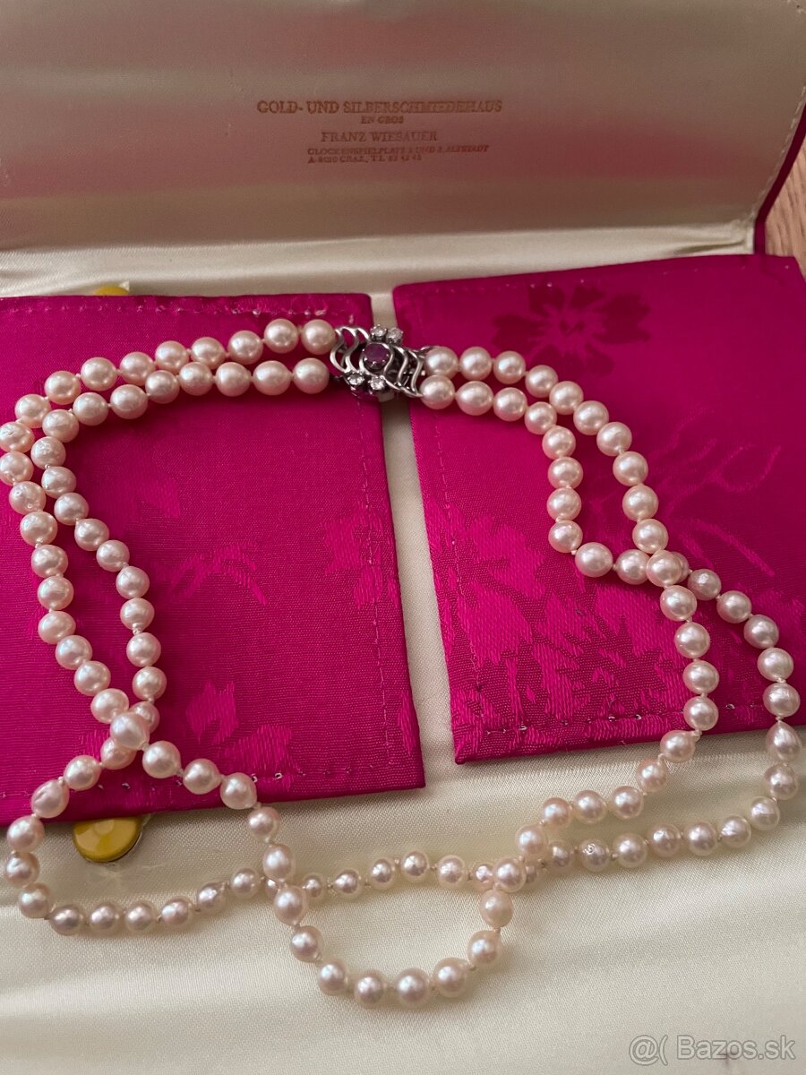 Pradam perlový náhrdelník s rubinom a briliantmi - 2