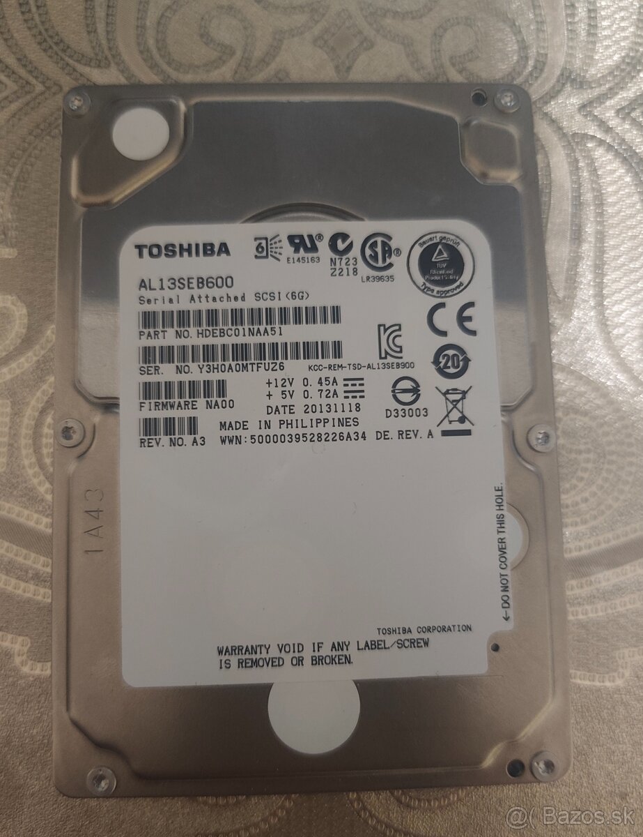 500GB Toshiba 2,5" SAS disk 6Gbps - 2