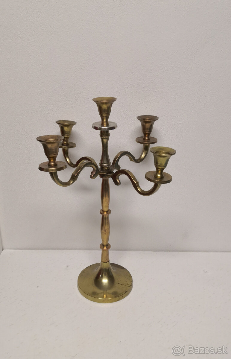 Mosadzný svietnik 4 ramenný na 5 sviečok - 2