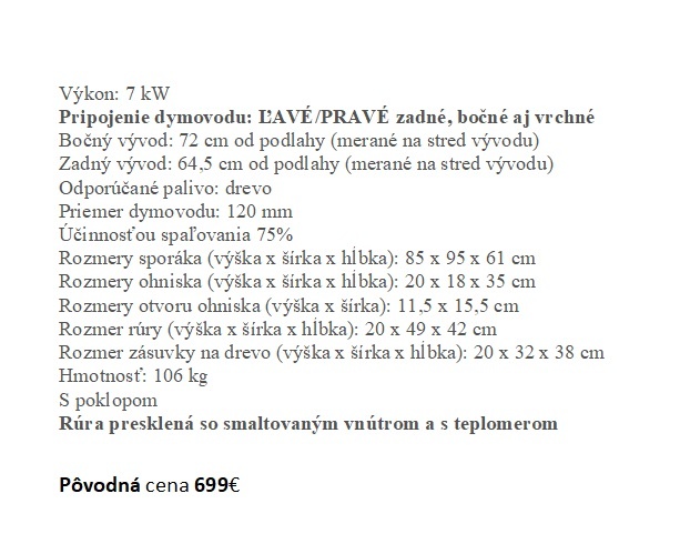 Sporák 7 kW nový - 2