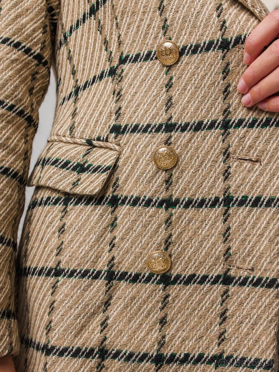 Hnedé kárované sako/ kabatik - 2