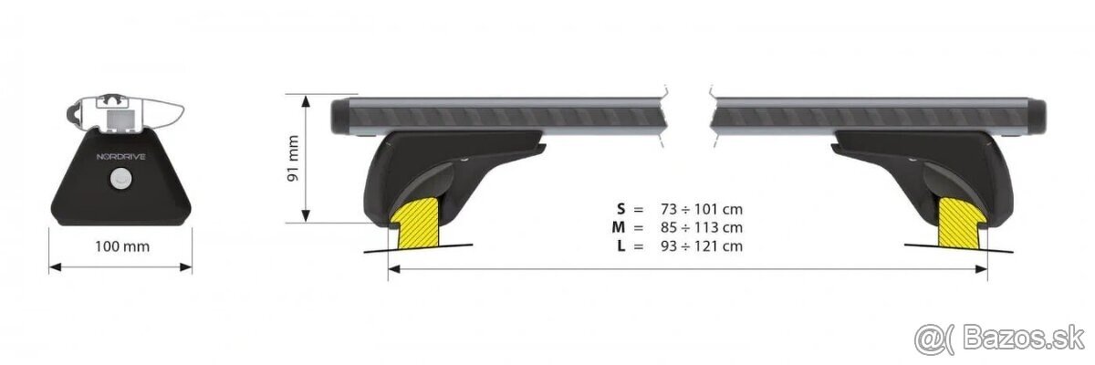 Strešné priečne nosiče NORDRIVE SILENZIO 108 cm - 2
