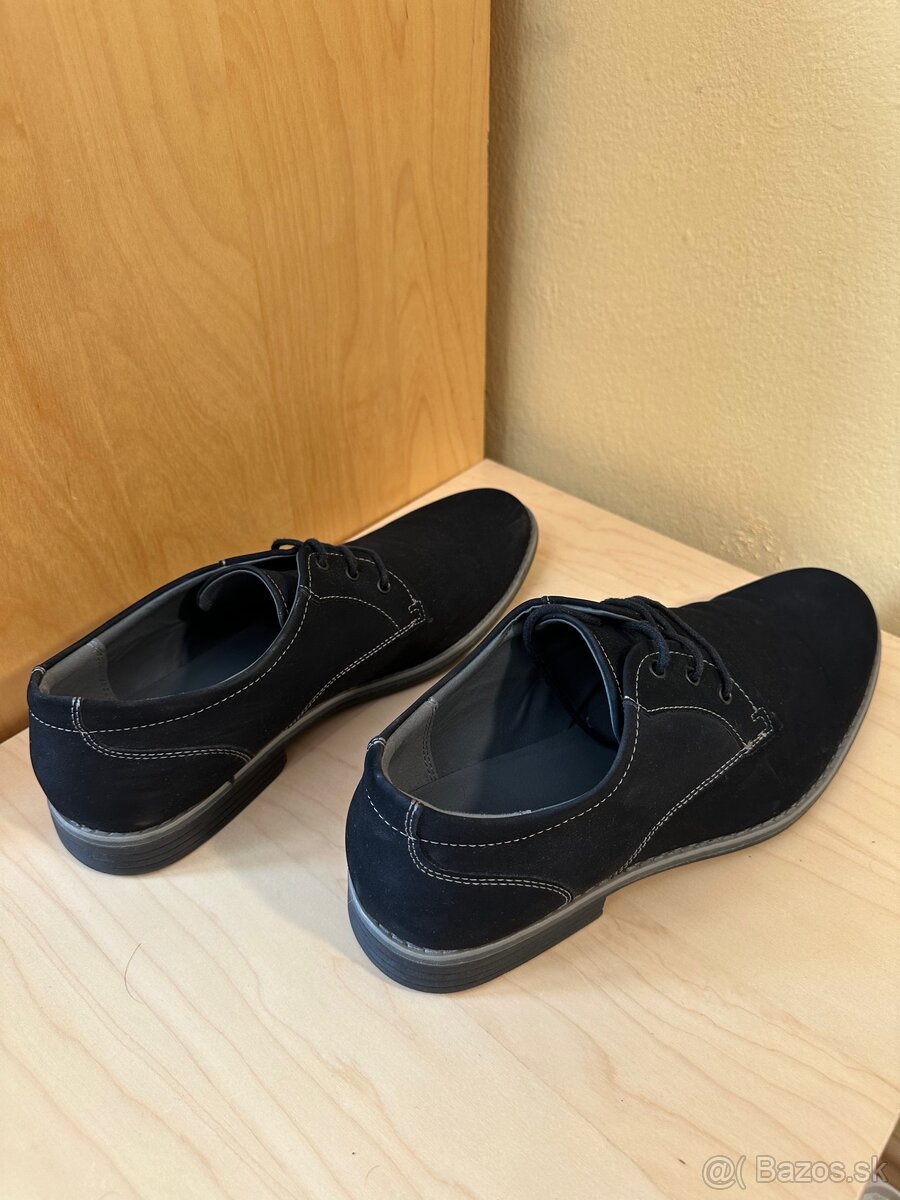 Spoločenské topánky Lanetti čierne s brúsenou kožou - 2