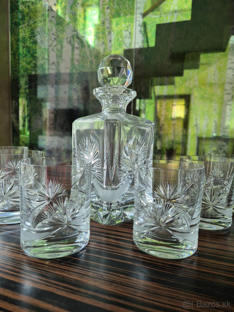 Krištáľový brúsený karafa set - 2