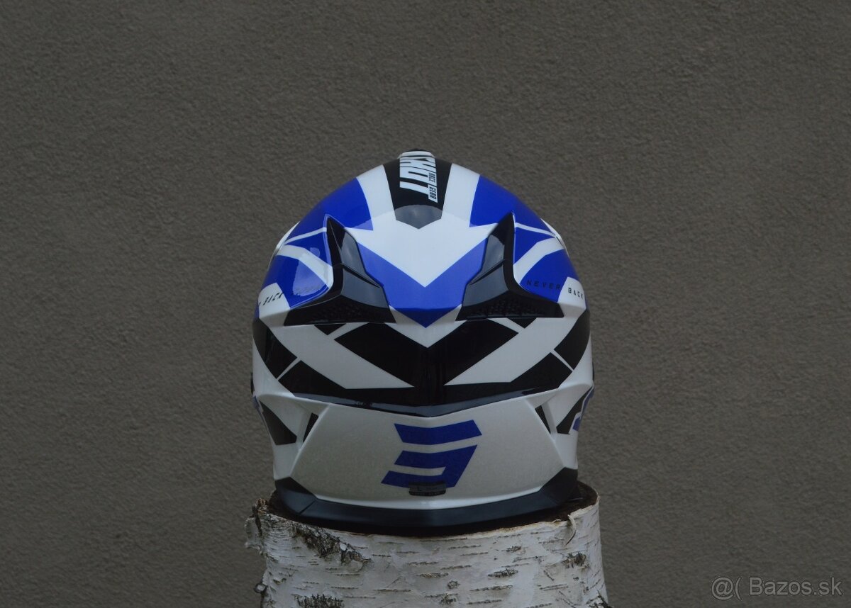 prilba helma modrá biela shot M - 2