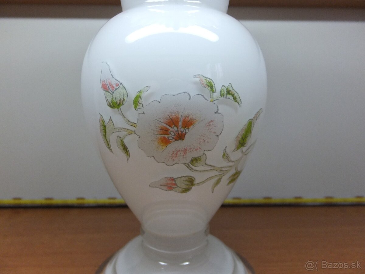 Krásná retro opálová váza s dekorem kytky. - 2