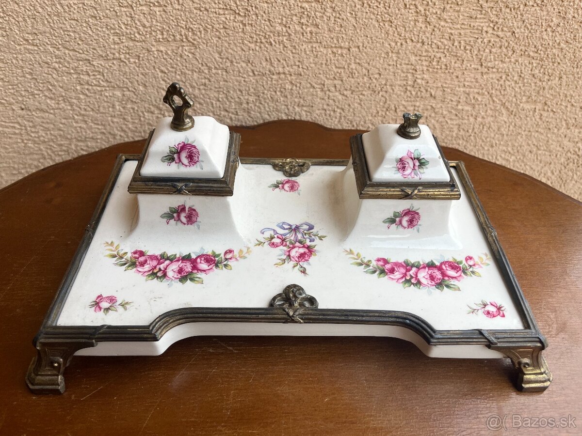 Porcelánový kalamár s mosadznými prvkami - 2