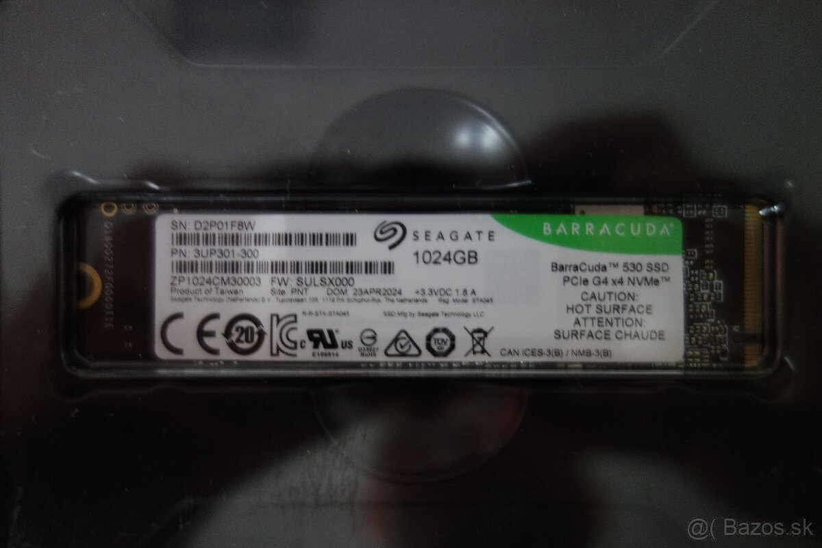 1TB SEAGATE BarraCuda SSD m.2 NVMe - Nový - 2