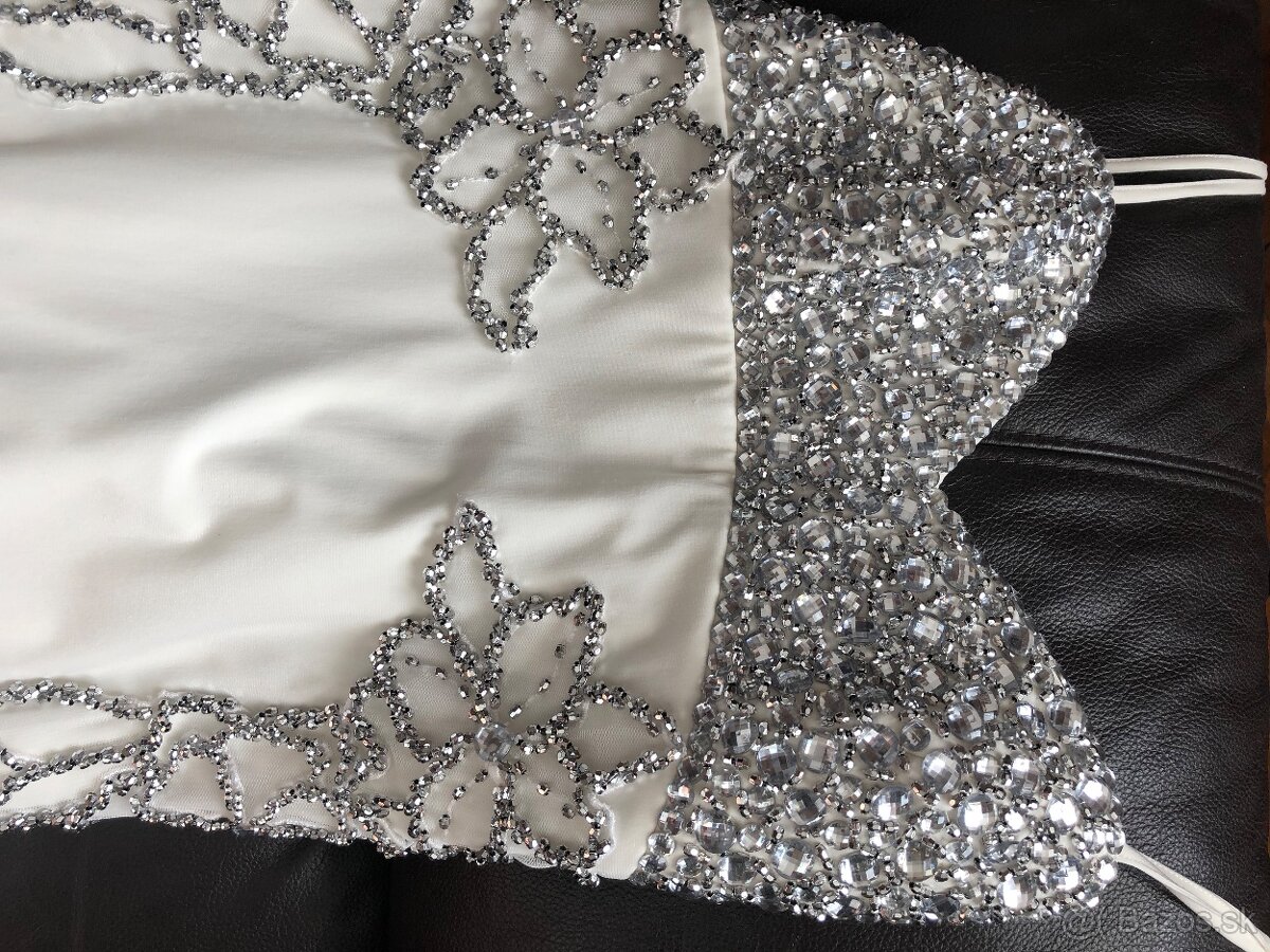 Luxusné svadobné / spoločenské šaty – ručne zdobené - 2