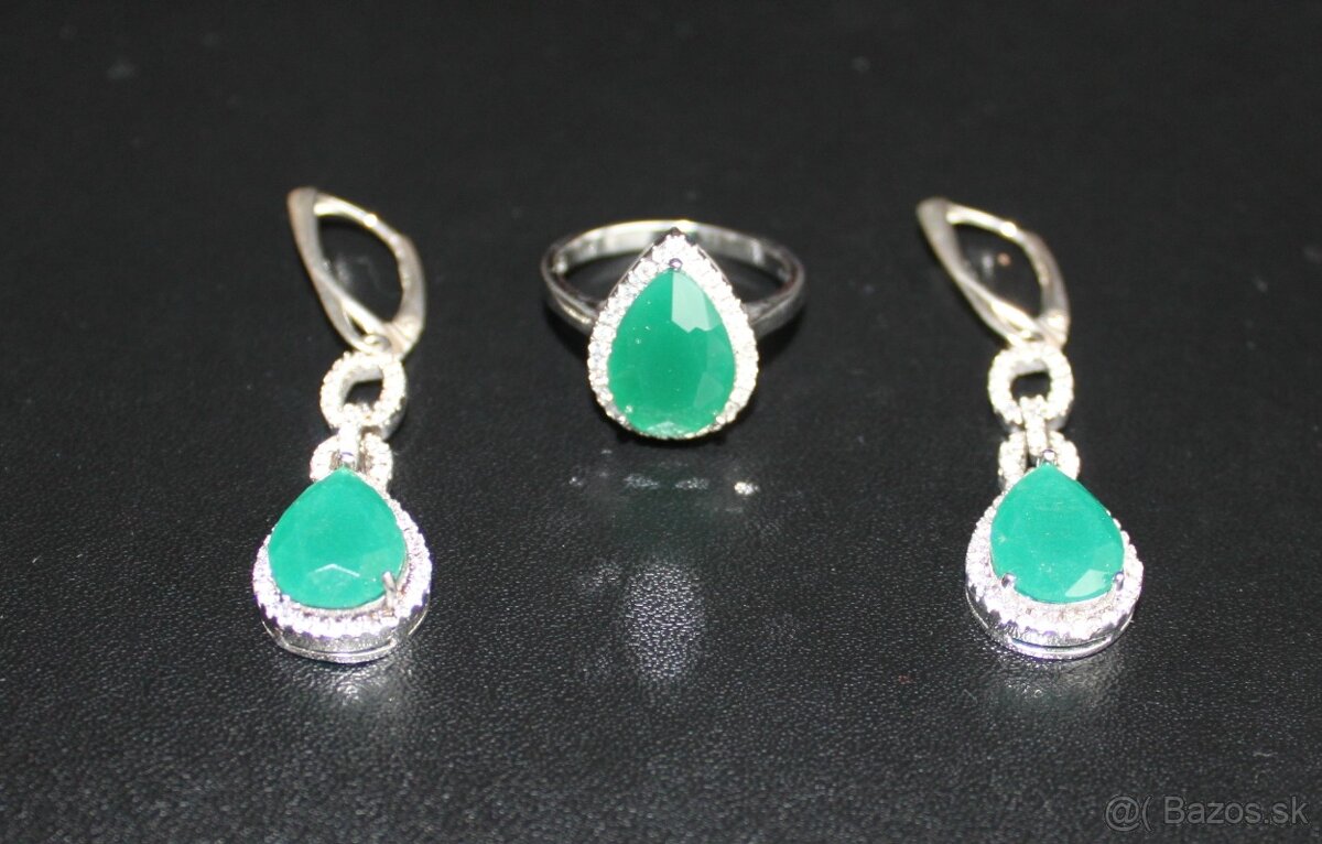Prsteň a náušnice zelený jadeit - 2