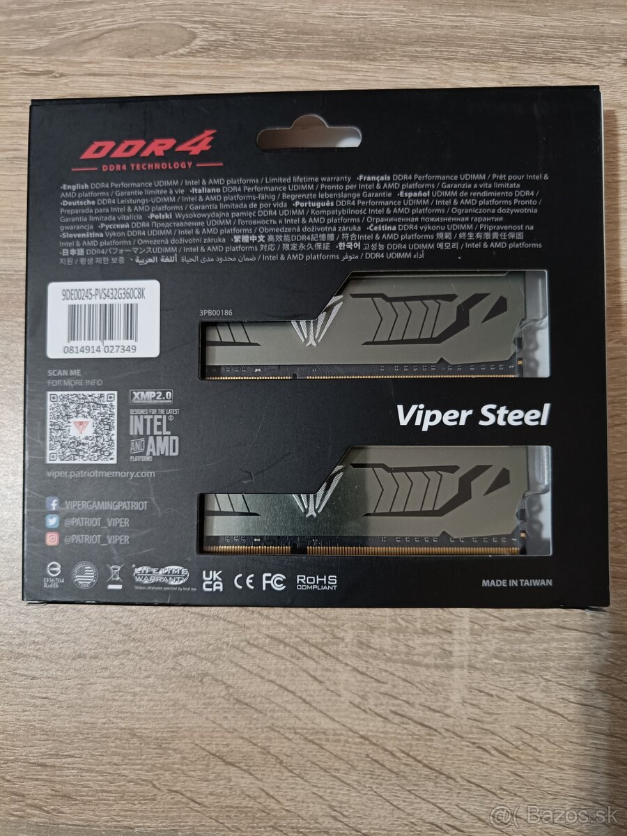 Patriot Viper Steel 32GB KIT DDR4 3600Mhz CL18 - 2