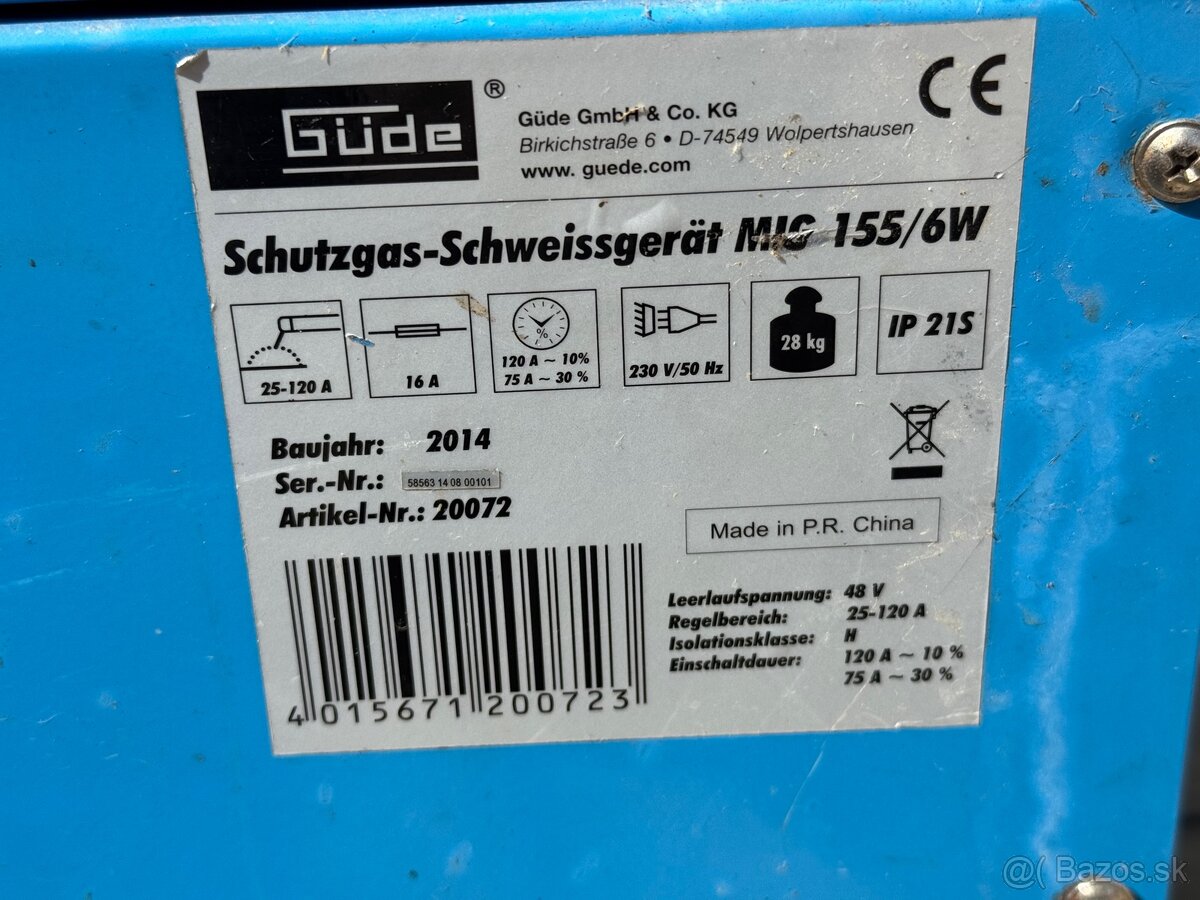 Predam funkčnú zváračku GUDE MIG 155/6W - 2