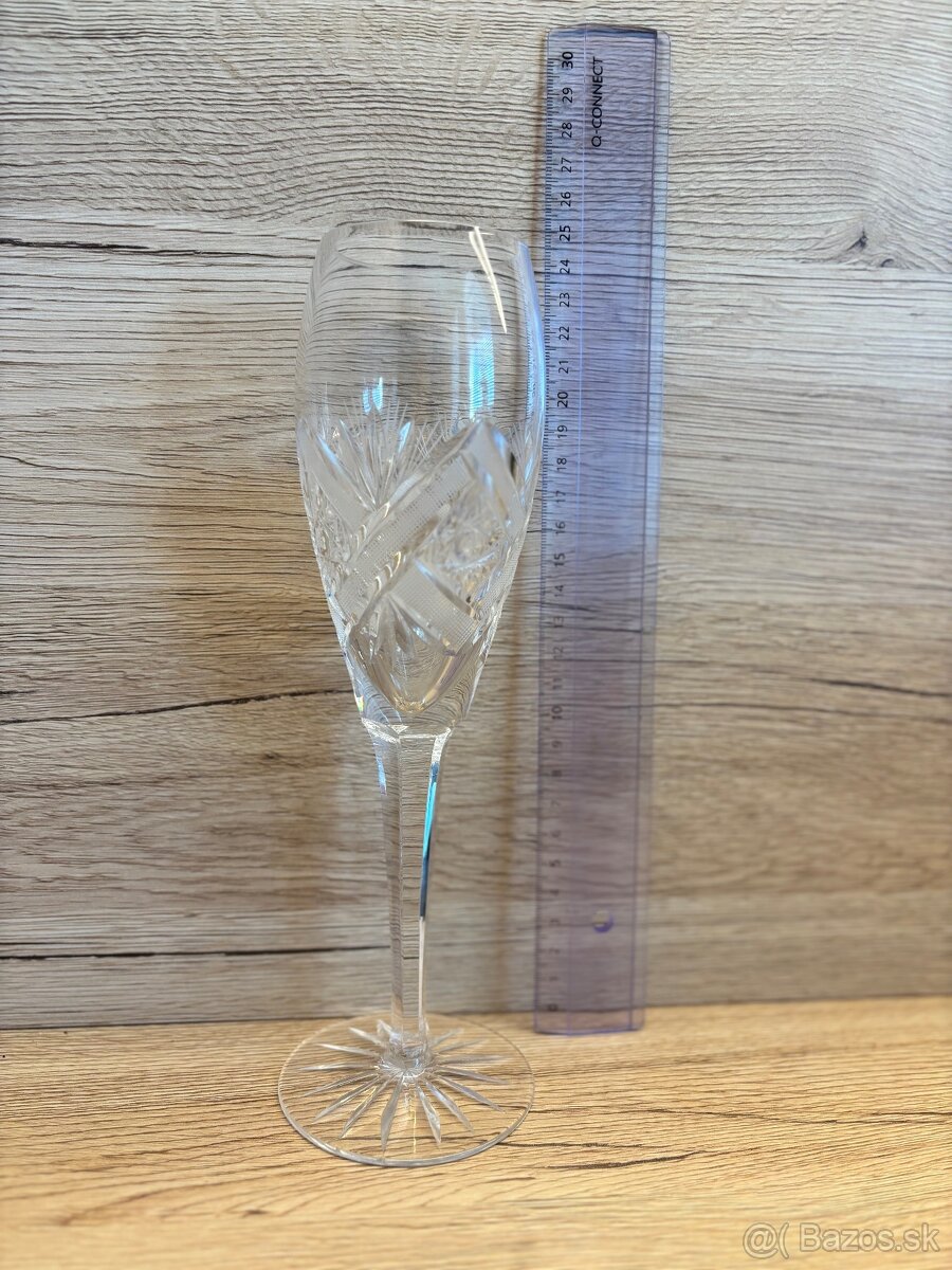 Krištáľový brúsený pohár na stopke - 2
