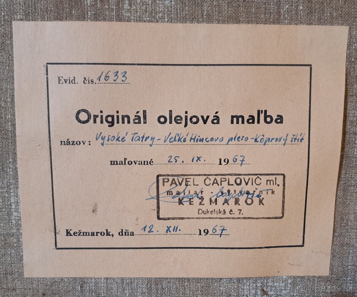 Obráz Tatry Pavol Čaplovič - 2